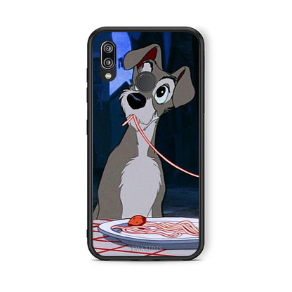 Huawei P20 Lite Lady And Tramp 1 Θήκη Αγίου Βαλεντίνου από τη Smartfits με σχέδιο στο πίσω μέρος και μαύρο περίβλημα | Smartphone case with colorful back and black bezels by Smartfits