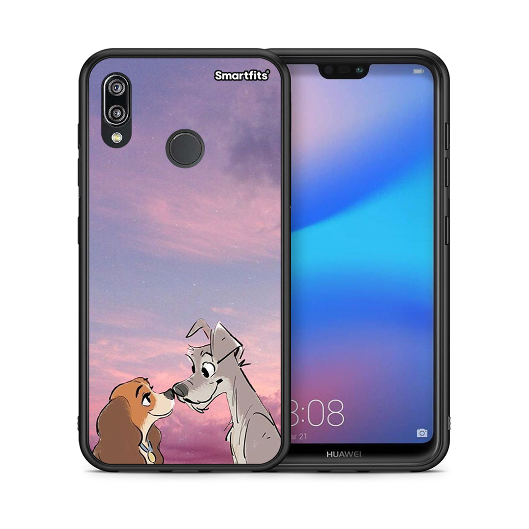 Θήκη Huawei P20 Lite Lady And Tramp από τη Smartfits με σχέδιο στο πίσω μέρος και μαύρο περίβλημα | Huawei P20 Lite Lady And Tramp case with colorful back and black bezels