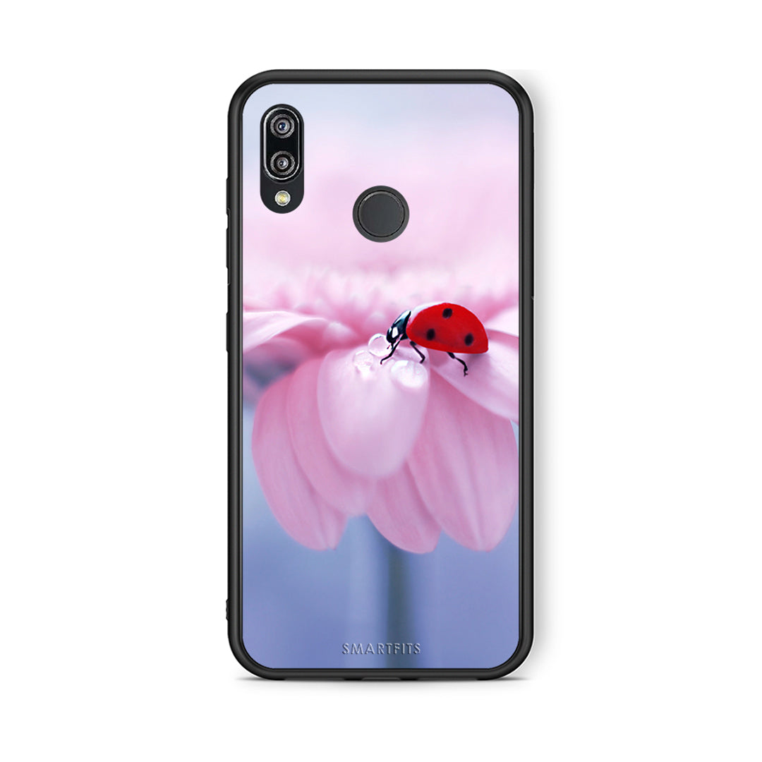 Huawei P20 Lite Ladybug Flower θήκη από τη Smartfits με σχέδιο στο πίσω μέρος και μαύρο περίβλημα | Smartphone case with colorful back and black bezels by Smartfits