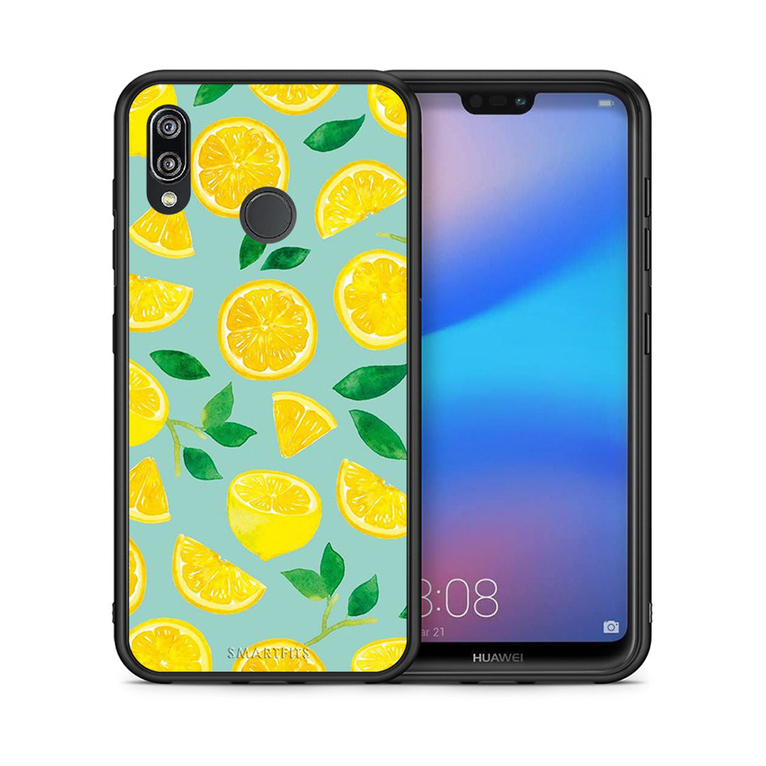 Θήκη Huawei P20 Lite Lemons από τη Smartfits με σχέδιο στο πίσω μέρος και μαύρο περίβλημα | Huawei P20 Lite Lemons case with colorful back and black bezels