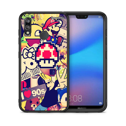 Θήκη Huawei P20 Lite Love The 90s από τη Smartfits με σχέδιο στο πίσω μέρος και μαύρο περίβλημα | Huawei P20 Lite Love The 90s case with colorful back and black bezels