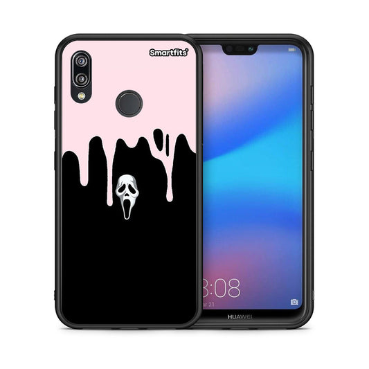 Θήκη Huawei P20 Lite Melting Halloween Mask από τη Smartfits με σχέδιο στο πίσω μέρος και μαύρο περίβλημα | Huawei P20 Lite Melting Halloween Mask case with colorful back and black bezels