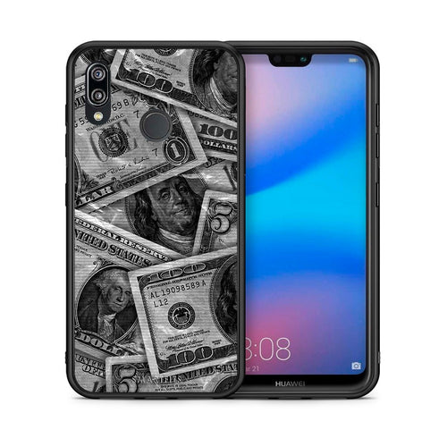 Θήκη Huawei P20 Lite Money Dollars από τη Smartfits με σχέδιο στο πίσω μέρος και μαύρο περίβλημα | Huawei P20 Lite Money Dollars case with colorful back and black bezels