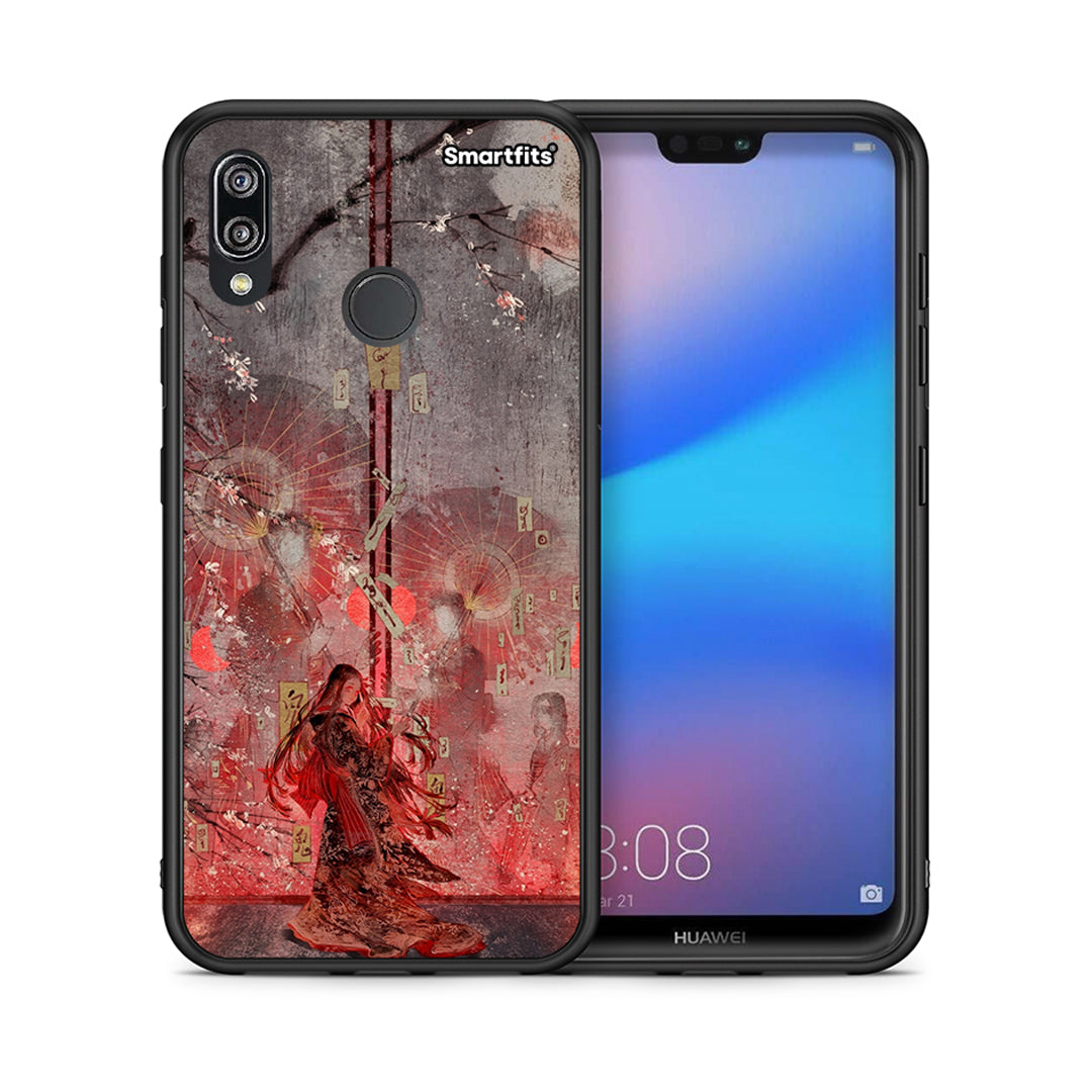 Θήκη Huawei P20 Lite Nezuko Kamado από τη Smartfits με σχέδιο στο πίσω μέρος και μαύρο περίβλημα | Huawei P20 Lite Nezuko Kamado case with colorful back and black bezels