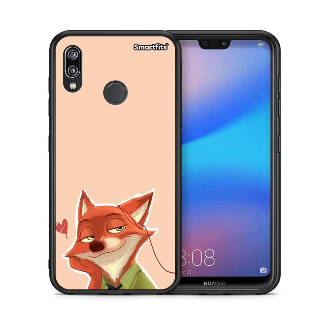 Θήκη Huawei P20 Lite Nick Wilde And Judy Hopps Love 1 από τη Smartfits με σχέδιο στο πίσω μέρος και μαύρο περίβλημα | Huawei P20 Lite Nick Wilde And Judy Hopps Love 1 case with colorful back and black bezels