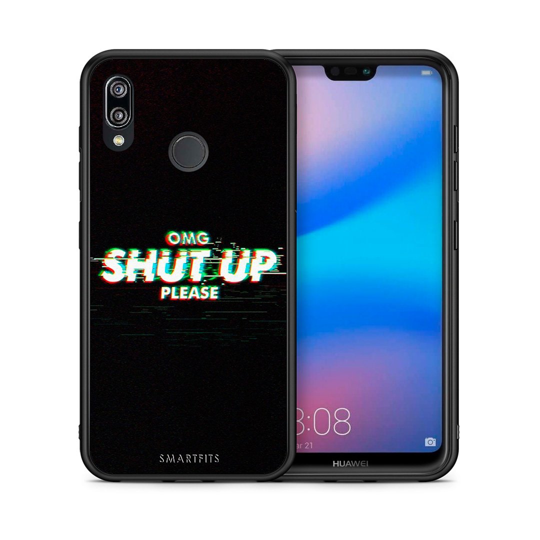Θήκη Huawei P20 Lite OMG ShutUp από τη Smartfits με σχέδιο στο πίσω μέρος και μαύρο περίβλημα | Huawei P20 Lite OMG ShutUp case with colorful back and black bezels