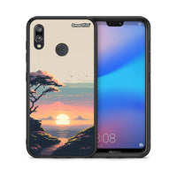 Thumbnail for Θήκη Huawei P20 Lite Pixel Sunset από τη Smartfits με σχέδιο στο πίσω μέρος και μαύρο περίβλημα | Huawei P20 Lite Pixel Sunset case with colorful back and black bezels