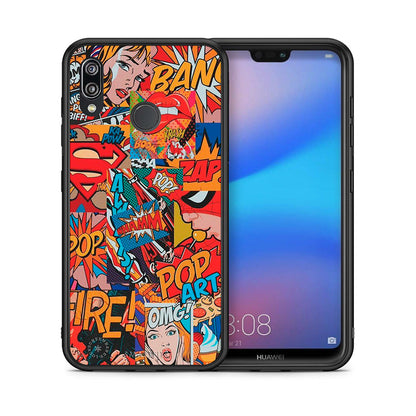 Θήκη Huawei P20 Lite PopArt OMG από τη Smartfits με σχέδιο στο πίσω μέρος και μαύρο περίβλημα | Huawei P20 Lite PopArt OMG case with colorful back and black bezels