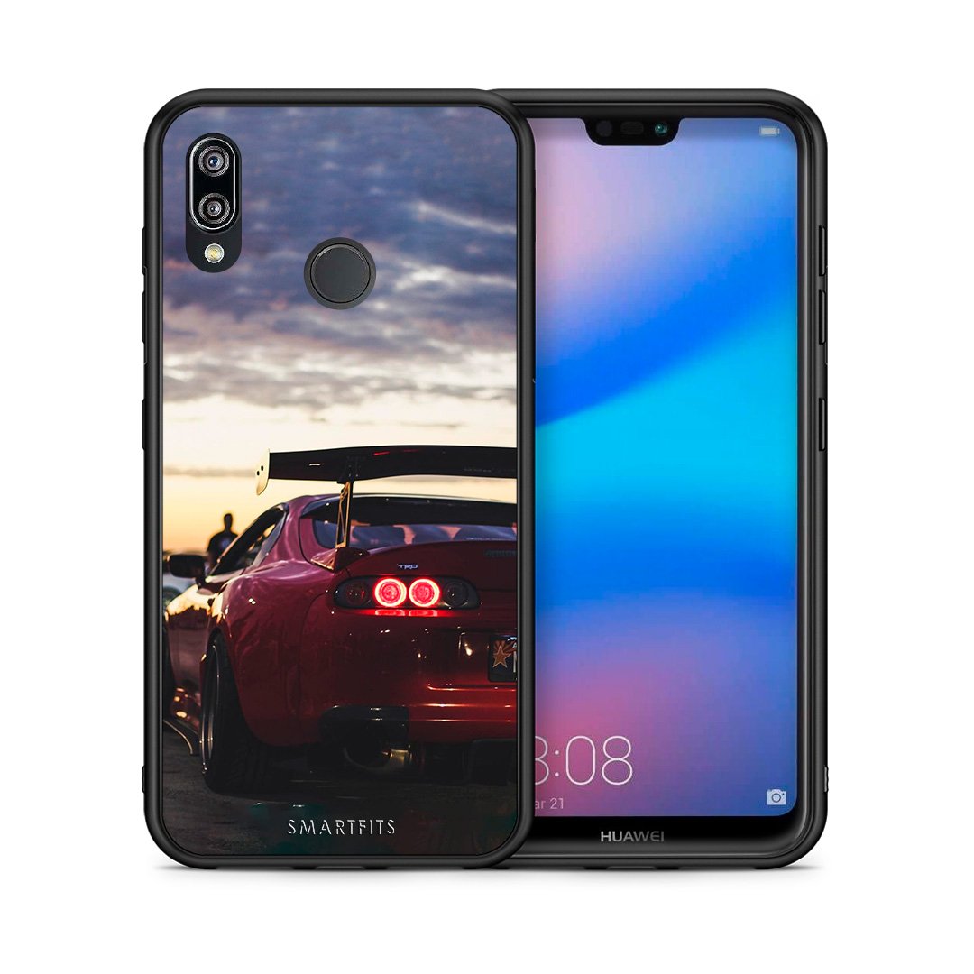Θήκη Huawei P20 Lite Racing Supra από τη Smartfits με σχέδιο στο πίσω μέρος και μαύρο περίβλημα | Huawei P20 Lite Racing Supra case with colorful back and black bezels