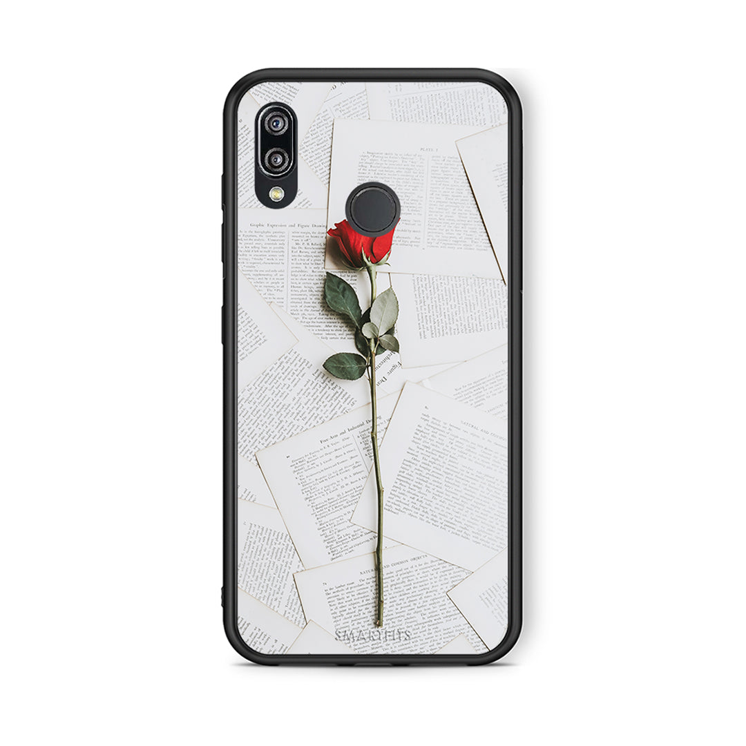 Huawei P20 Lite Red Rose θήκη από τη Smartfits με σχέδιο στο πίσω μέρος και μαύρο περίβλημα | Smartphone case with colorful back and black bezels by Smartfits