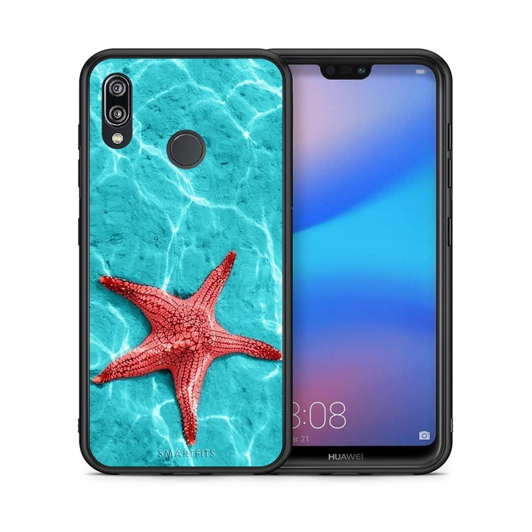 Θήκη Huawei P20 Lite Red Starfish από τη Smartfits με σχέδιο στο πίσω μέρος και μαύρο περίβλημα | Huawei P20 Lite Red Starfish case with colorful back and black bezels