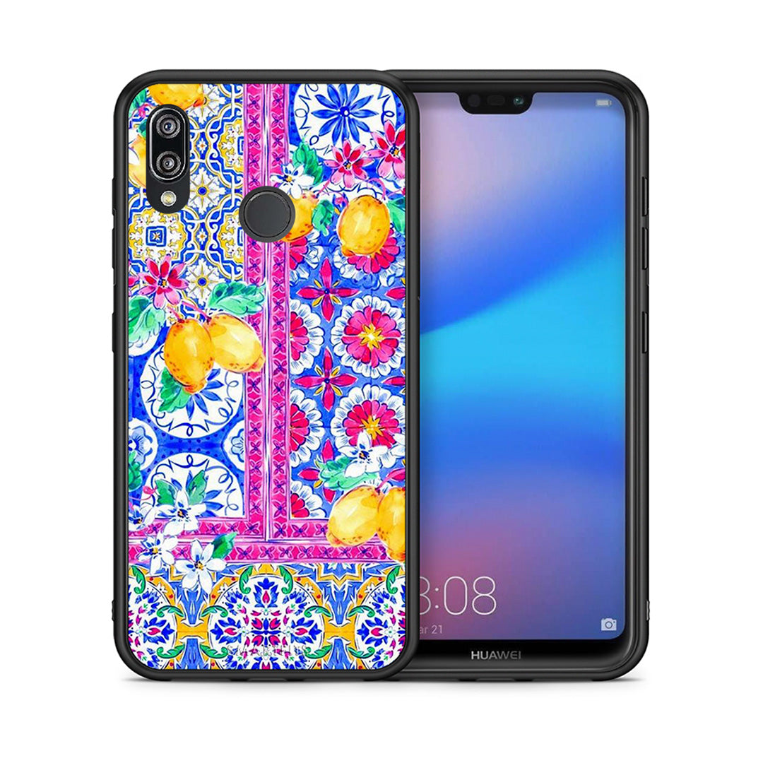 Θήκη Huawei P20 Lite Retro Spring από τη Smartfits με σχέδιο στο πίσω μέρος και μαύρο περίβλημα | Huawei P20 Lite Retro Spring case with colorful back and black bezels