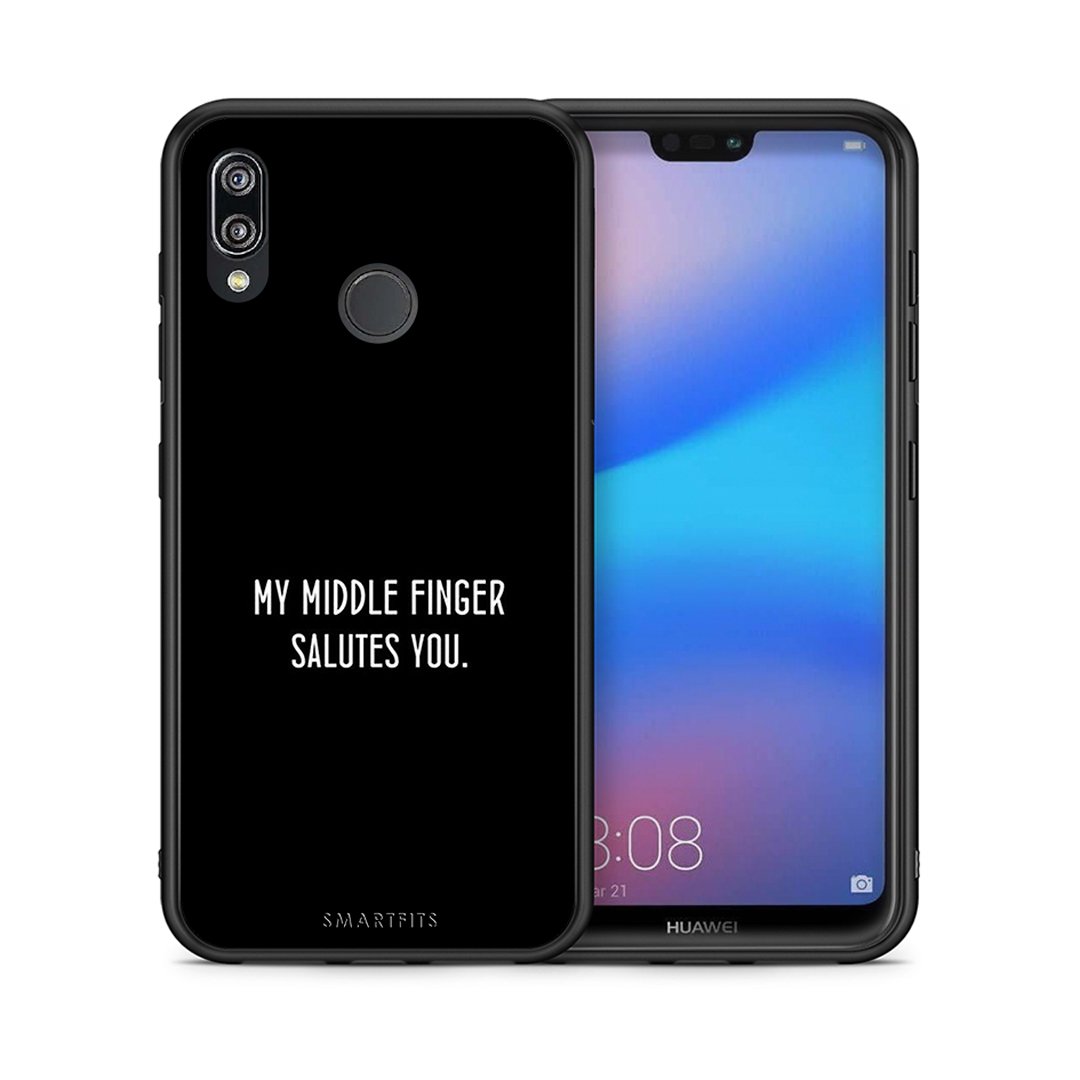 Θήκη Huawei P20 Lite Salute από τη Smartfits με σχέδιο στο πίσω μέρος και μαύρο περίβλημα | Huawei P20 Lite Salute case with colorful back and black bezels