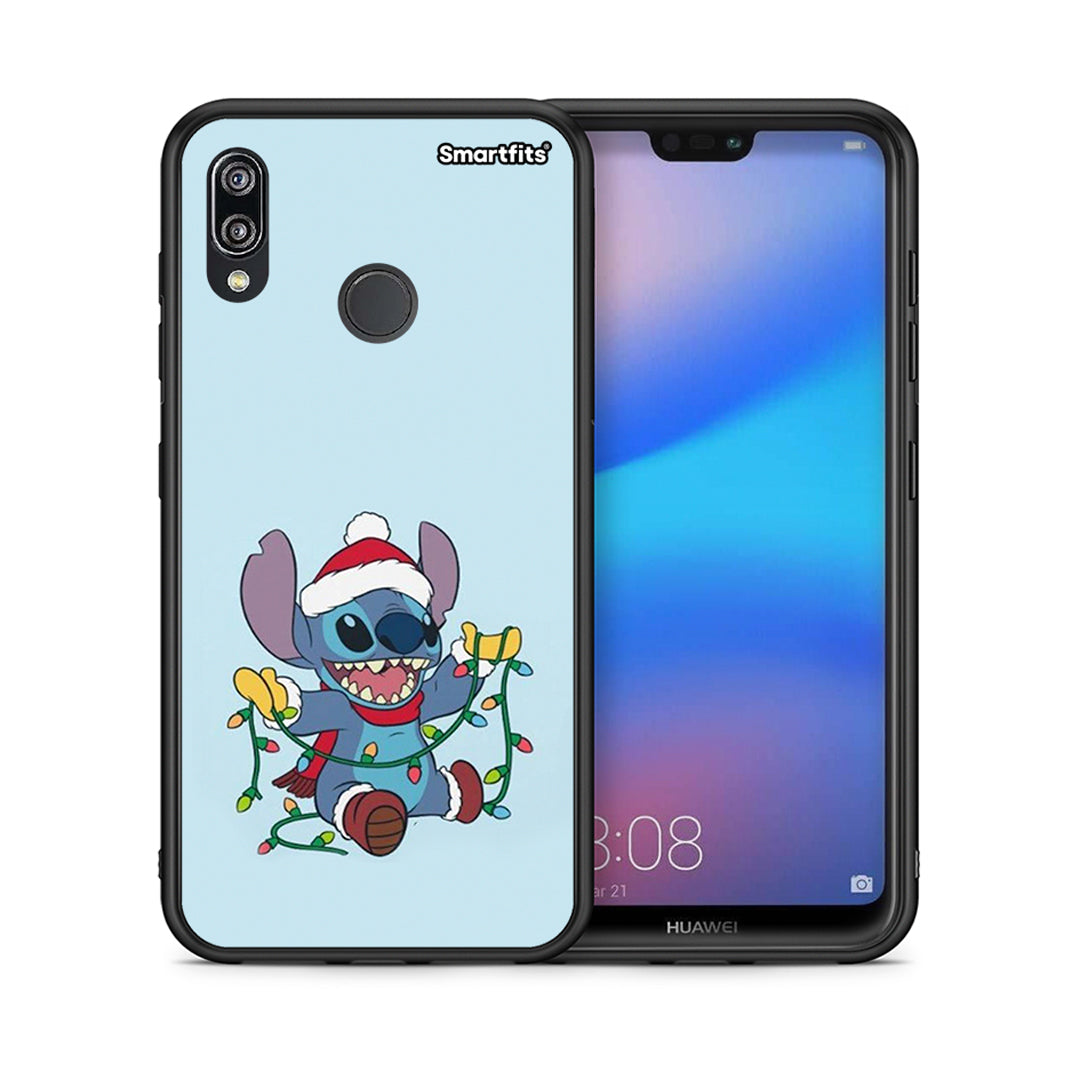 Θήκη Huawei P20 Lite Santa Stich από τη Smartfits με σχέδιο στο πίσω μέρος και μαύρο περίβλημα | Huawei P20 Lite Santa Stich case with colorful back and black bezels