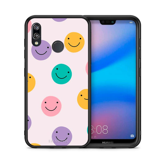 Θήκη Huawei P20 Lite Smiley Faces από τη Smartfits με σχέδιο στο πίσω μέρος και μαύρο περίβλημα | Huawei P20 Lite Smiley Faces case with colorful back and black bezels