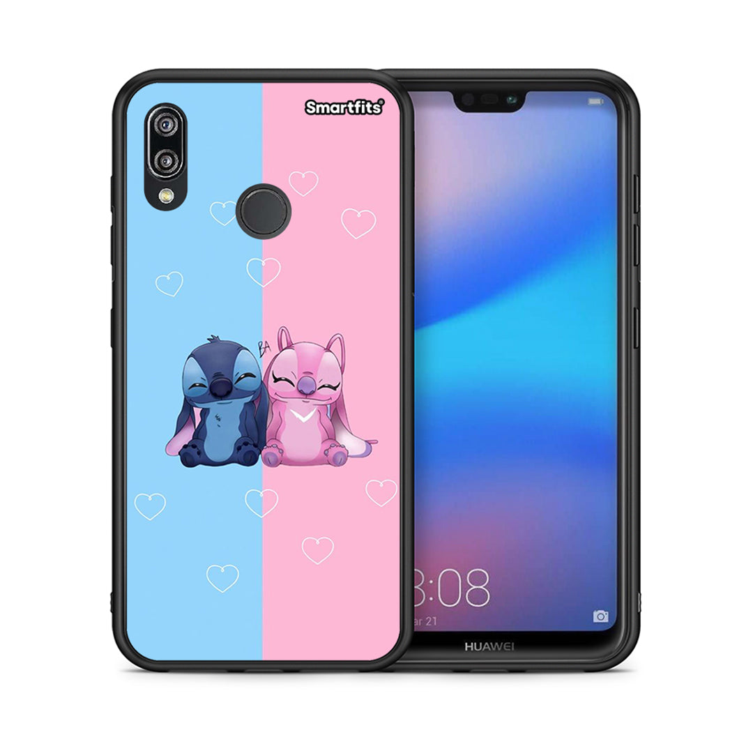 Θήκη Huawei P20 Lite Stitch And Angel από τη Smartfits με σχέδιο στο πίσω μέρος και μαύρο περίβλημα | Huawei P20 Lite Stitch And Angel case with colorful back and black bezels