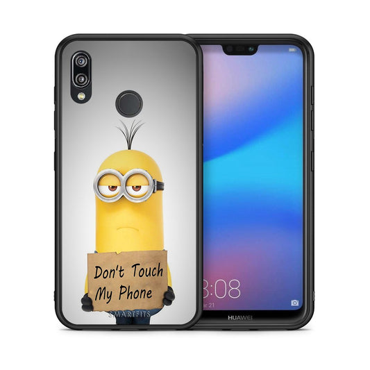 Θήκη Huawei P20 Lite Minion Text από τη Smartfits με σχέδιο στο πίσω μέρος και μαύρο περίβλημα | Huawei P20 Lite Minion Text case with colorful back and black bezels