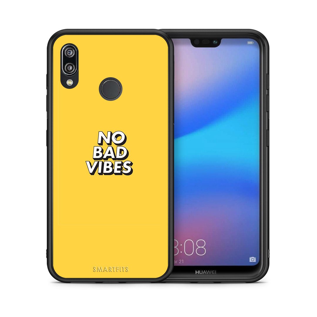 Θήκη Huawei P20 Lite Vibes Text από τη Smartfits με σχέδιο στο πίσω μέρος και μαύρο περίβλημα | Huawei P20 Lite Vibes Text case with colorful back and black bezels