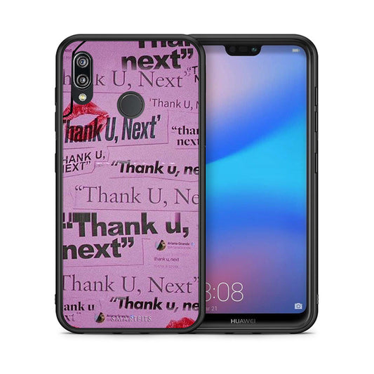 Θήκη Αγίου Βαλεντίνου Huawei P20 Lite Thank You Next από τη Smartfits με σχέδιο στο πίσω μέρος και μαύρο περίβλημα | Huawei P20 Lite Thank You Next case with colorful back and black bezels