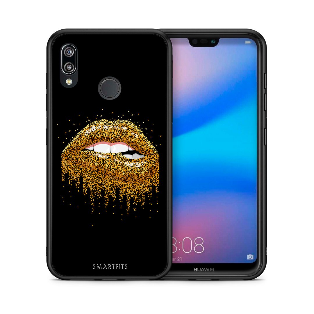 Θήκη Huawei P20 Lite Golden Valentine από τη Smartfits με σχέδιο στο πίσω μέρος και μαύρο περίβλημα | Huawei P20 Lite Golden Valentine case with colorful back and black bezels