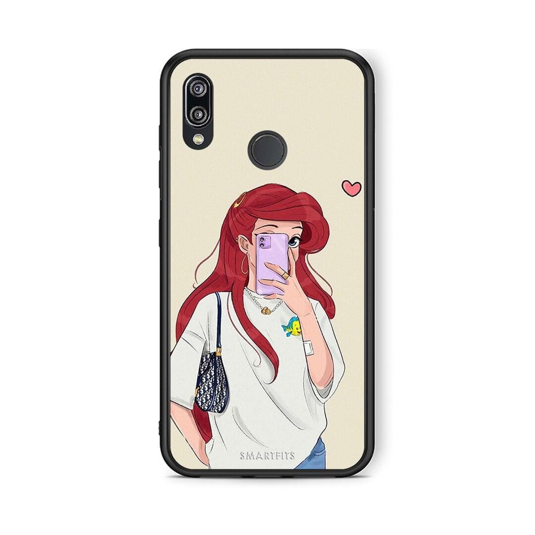 Huawei P20 Lite Walking Mermaid Θήκη από τη Smartfits με σχέδιο στο πίσω μέρος και μαύρο περίβλημα | Smartphone case with colorful back and black bezels by Smartfits