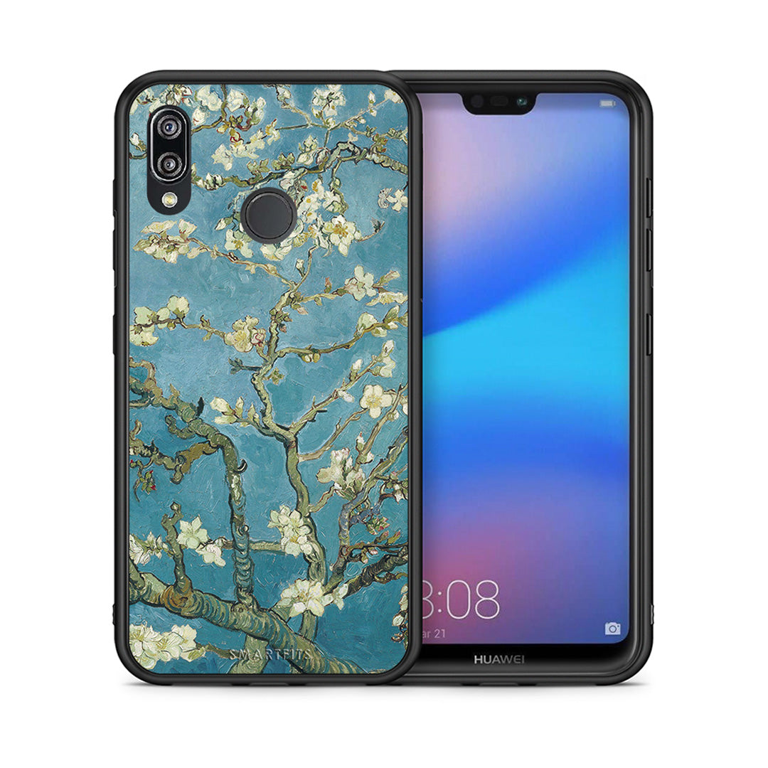 Θήκη Huawei P20 Lite White Blossoms από τη Smartfits με σχέδιο στο πίσω μέρος και μαύρο περίβλημα | Huawei P20 Lite White Blossoms case with colorful back and black bezels