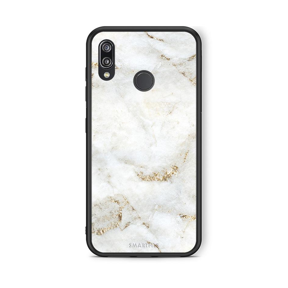 Huawei P20 Lite White Gold Marble θήκη από τη Smartfits με σχέδιο στο πίσω μέρος και μαύρο περίβλημα | Smartphone case with colorful back and black bezels by Smartfits