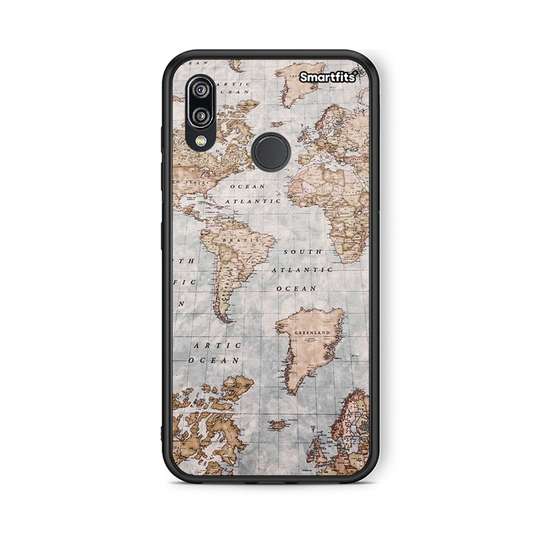 Huawei P20 Lite World Map Θήκη από τη Smartfits με σχέδιο στο πίσω μέρος και μαύρο περίβλημα | Smartphone case with colorful back and black bezels by Smartfits