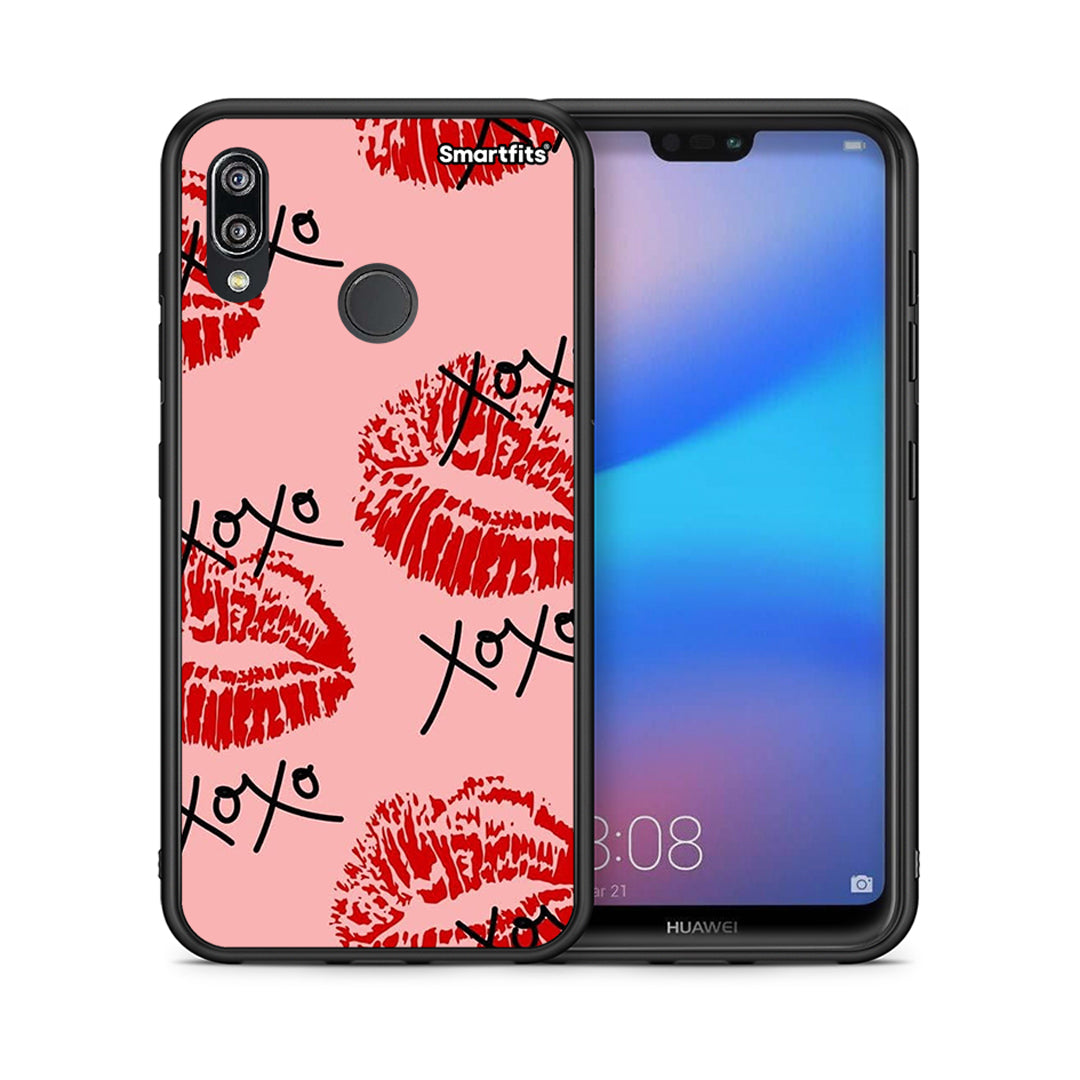 Θήκη Huawei P20 Lite XOXO Lips από τη Smartfits με σχέδιο στο πίσω μέρος και μαύρο περίβλημα | Huawei P20 Lite XOXO Lips case with colorful back and black bezels