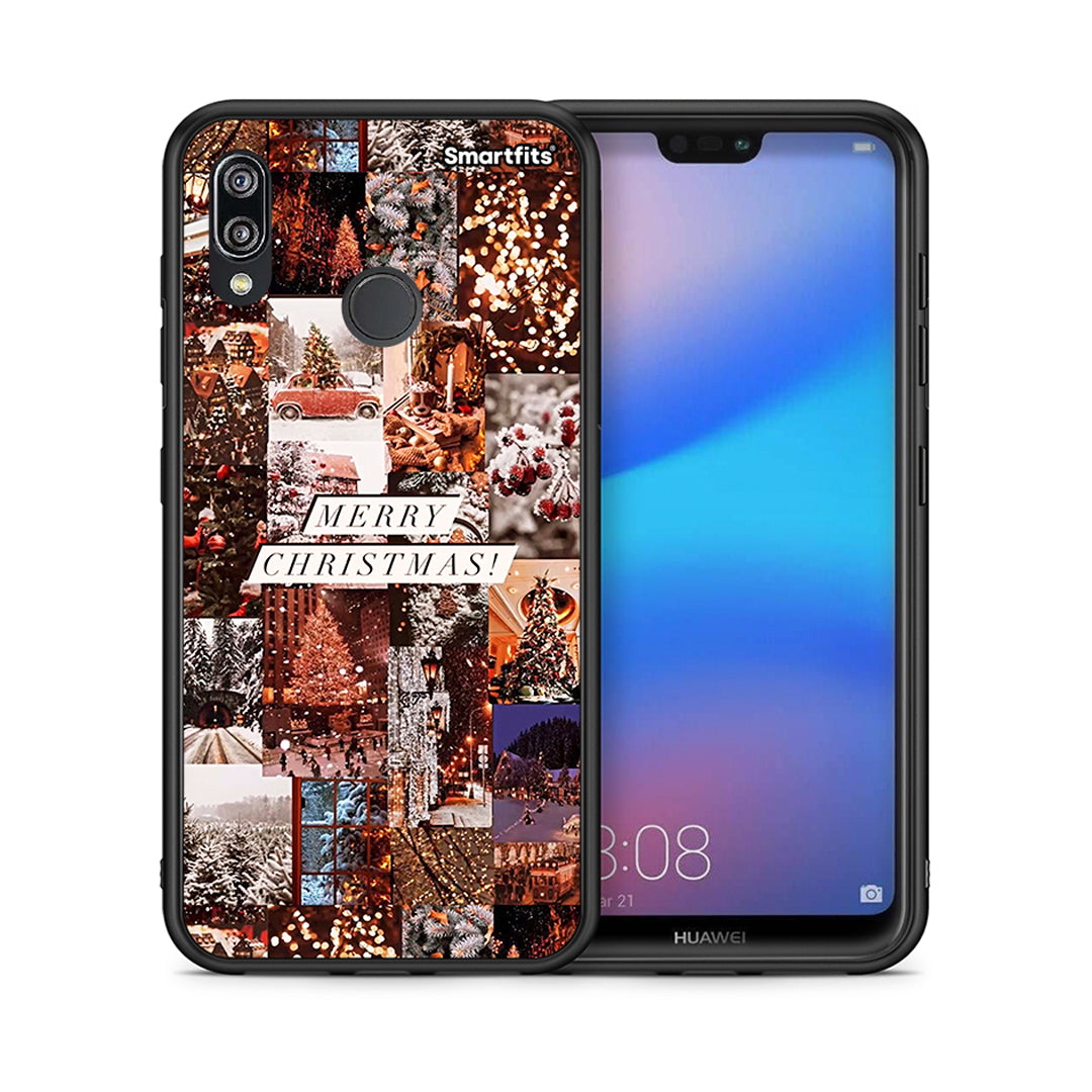 Θήκη Huawei P20 Lite Xmas Collage από τη Smartfits με σχέδιο στο πίσω μέρος και μαύρο περίβλημα | Huawei P20 Lite Xmas Collage case with colorful back and black bezels