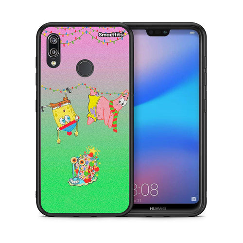Θήκη Huawei P20 Lite Xmas Lights από τη Smartfits με σχέδιο στο πίσω μέρος και μαύρο περίβλημα | Huawei P20 Lite Xmas Lights case with colorful back and black bezels