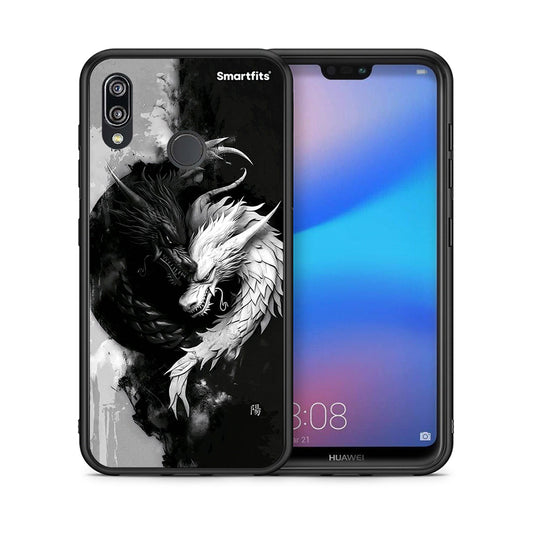 Θήκη Huawei P20 Lite Yin Yang από τη Smartfits με σχέδιο στο πίσω μέρος και μαύρο περίβλημα | Huawei P20 Lite Yin Yang case with colorful back and black bezels