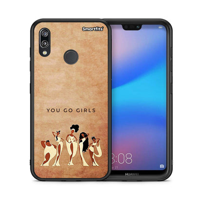 Θήκη Huawei P20 Lite You Go Girl από τη Smartfits με σχέδιο στο πίσω μέρος και μαύρο περίβλημα | Huawei P20 Lite You Go Girl case with colorful back and black bezels
