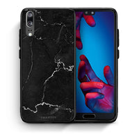 Thumbnail for Θήκη Huawei P20 Marble Black από τη Smartfits με σχέδιο στο πίσω μέρος και μαύρο περίβλημα | Huawei P20 Marble Black case with colorful back and black bezels