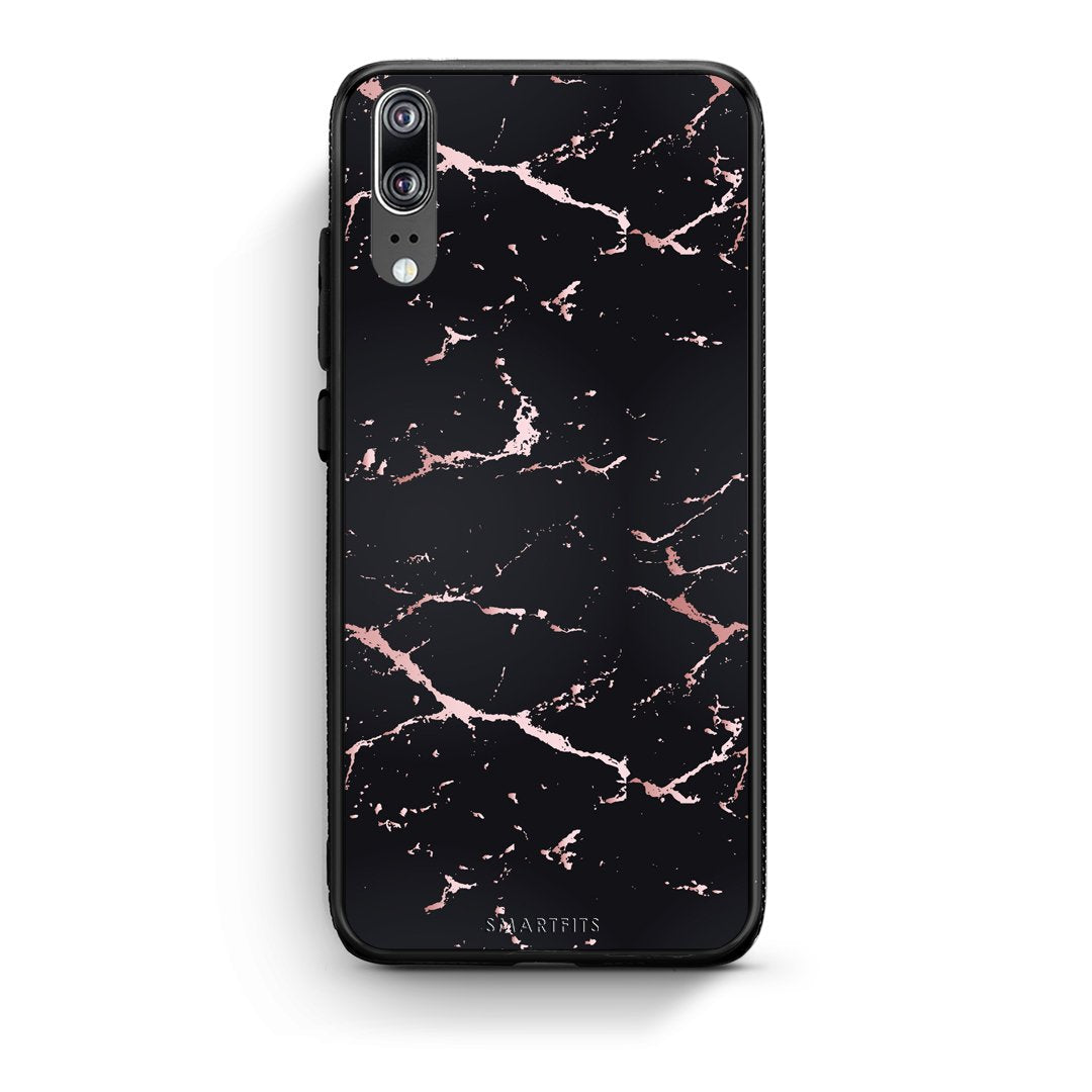 4 - Huawei P20  Black Rosegold Marble case, cover, bumper