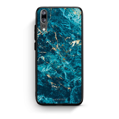 Huawei P20 Marble Blue θήκη από τη Smartfits με σχέδιο στο πίσω μέρος και μαύρο περίβλημα | Smartphone case with colorful back and black bezels by Smartfits