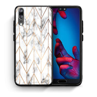 Thumbnail for Θήκη Huawei P20 Gold Geometric Marble από τη Smartfits με σχέδιο στο πίσω μέρος και μαύρο περίβλημα | Huawei P20 Gold Geometric Marble case with colorful back and black bezels