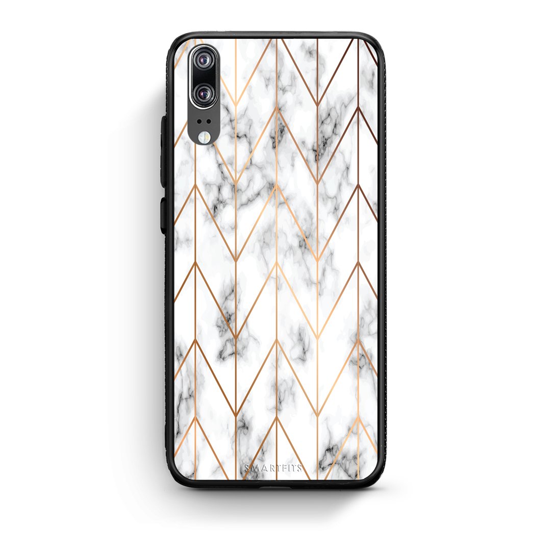 44 - Huawei P20  Gold Geometric Marble case, cover, bumper