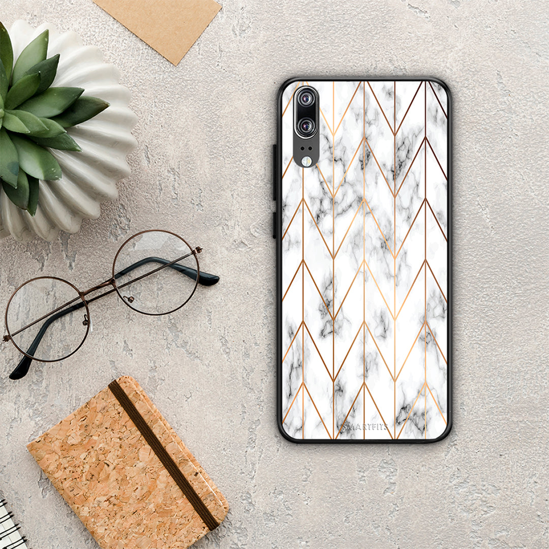 Marble Gold Geometric - Huawei P20 θήκη