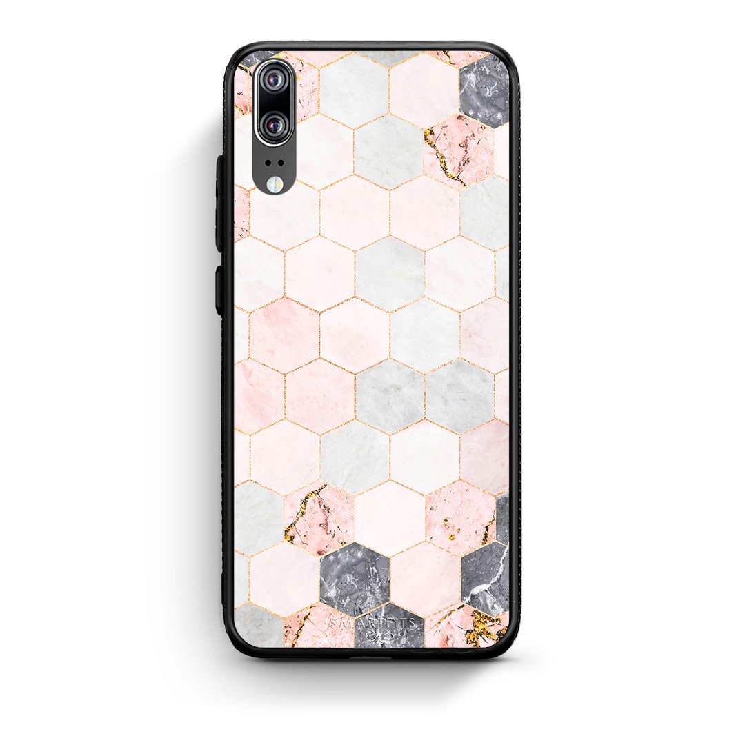 4 - Huawei P20 Hexagon Pink Marble case, cover, bumper