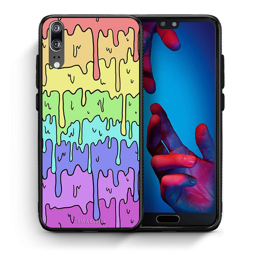Θήκη Huawei P20 Melting Rainbow από τη Smartfits με σχέδιο στο πίσω μέρος και μαύρο περίβλημα | Huawei P20 Melting Rainbow case with colorful back and black bezels