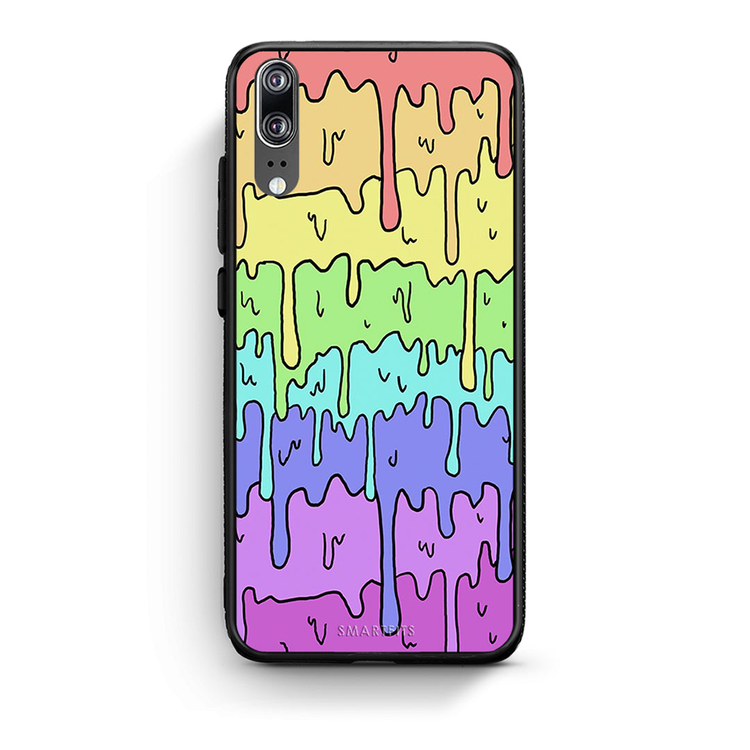Huawei P20 Melting Rainbow θήκη από τη Smartfits με σχέδιο στο πίσω μέρος και μαύρο περίβλημα | Smartphone case with colorful back and black bezels by Smartfits