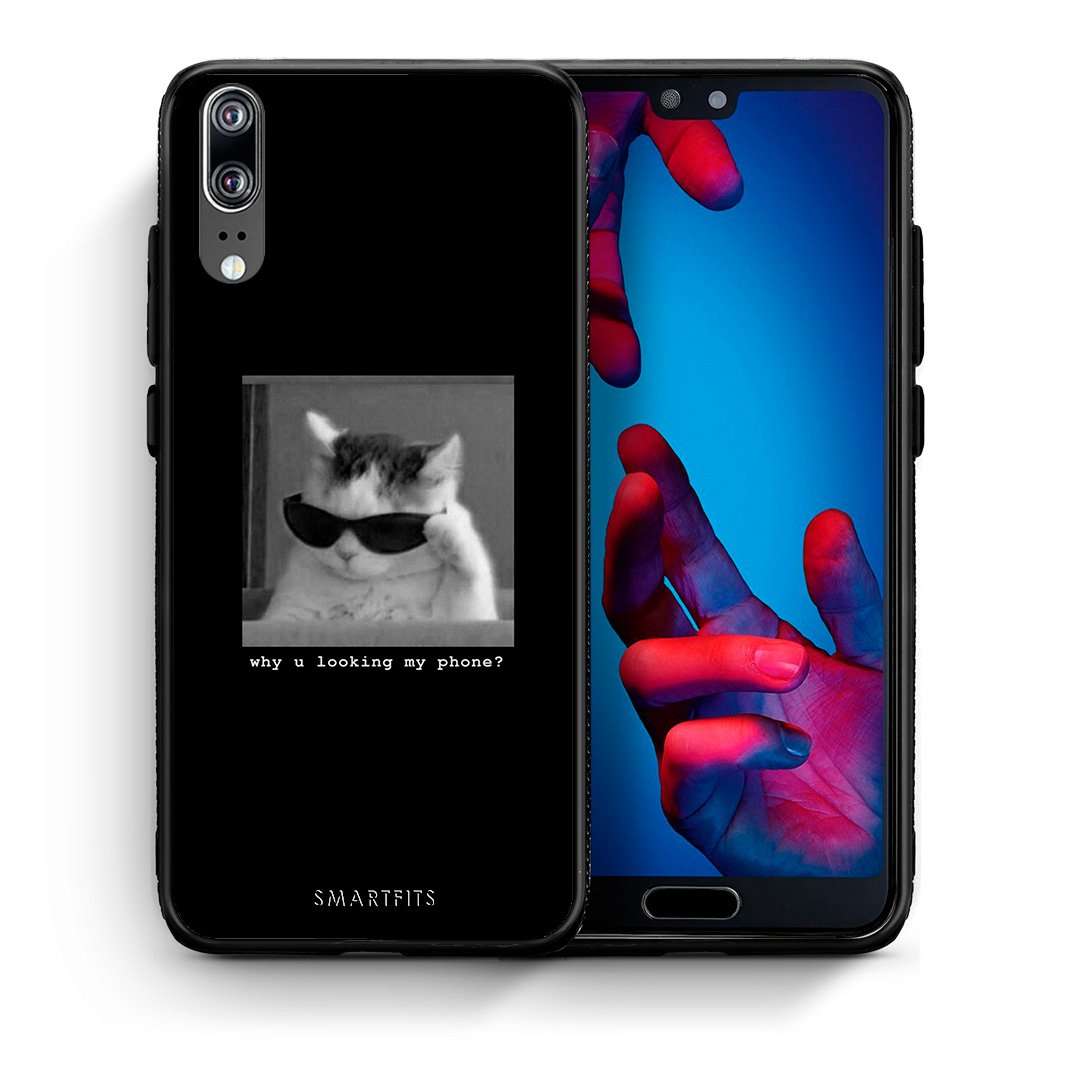 Θήκη Huawei P20 Meme Cat από τη Smartfits με σχέδιο στο πίσω μέρος και μαύρο περίβλημα | Huawei P20 Meme Cat case with colorful back and black bezels