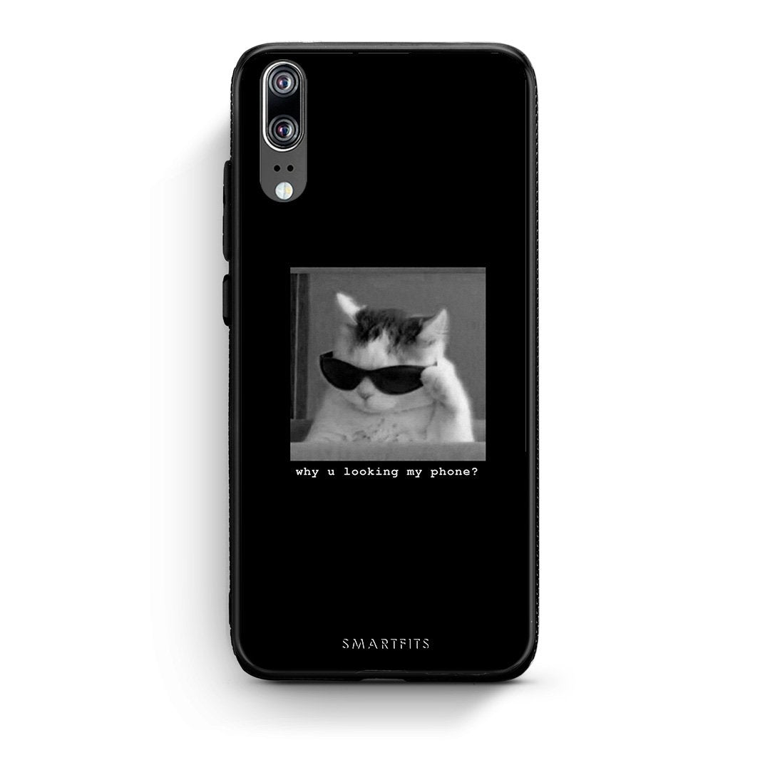 Huawei P20 Meme Cat θήκη από τη Smartfits με σχέδιο στο πίσω μέρος και μαύρο περίβλημα | Smartphone case with colorful back and black bezels by Smartfits