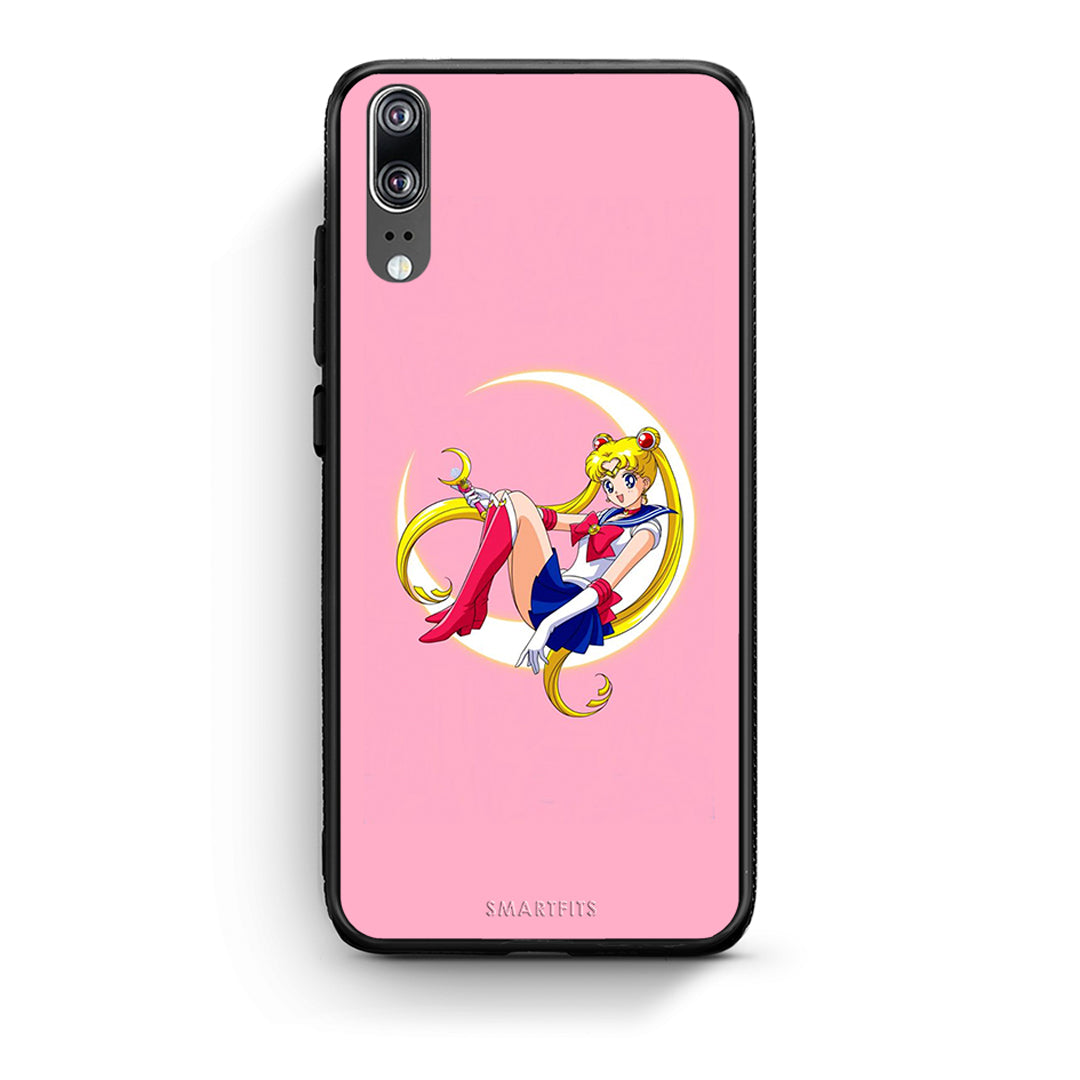 Huawei P20 Moon Girl θήκη από τη Smartfits με σχέδιο στο πίσω μέρος και μαύρο περίβλημα | Smartphone case with colorful back and black bezels by Smartfits