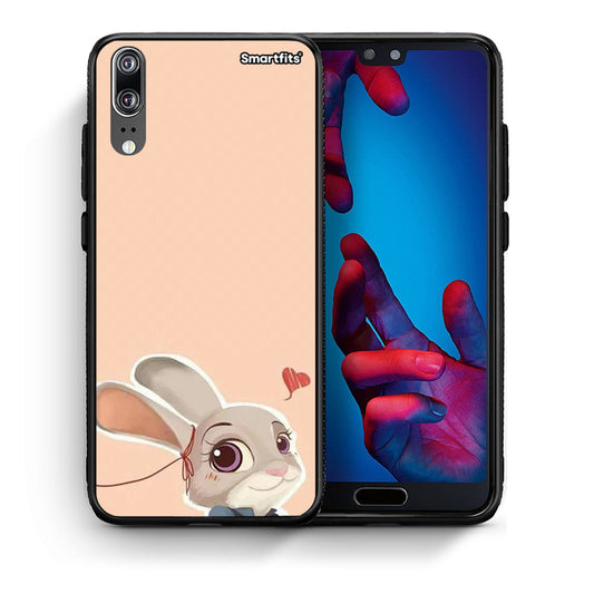 Θήκη Huawei P20 Nick Wilde And Judy Hopps Love 2 από τη Smartfits με σχέδιο στο πίσω μέρος και μαύρο περίβλημα | Huawei P20 Nick Wilde And Judy Hopps Love 2 case with colorful back and black bezels