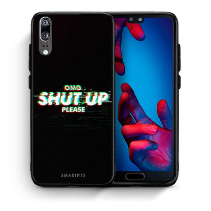 Θήκη Huawei P20 OMG ShutUp από τη Smartfits με σχέδιο στο πίσω μέρος και μαύρο περίβλημα | Huawei P20 OMG ShutUp case with colorful back and black bezels