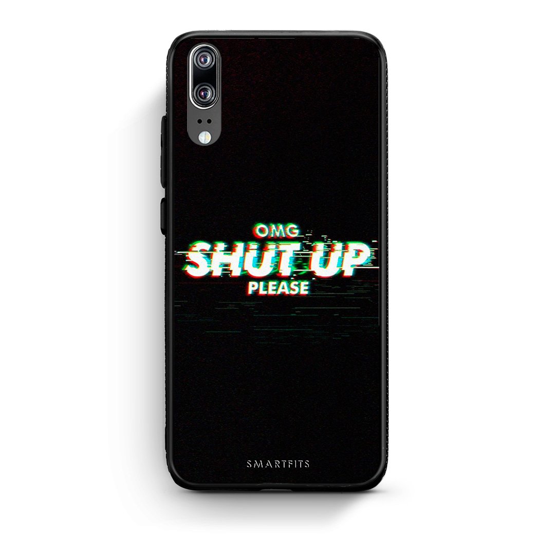 Huawei P20 OMG ShutUp θήκη από τη Smartfits με σχέδιο στο πίσω μέρος και μαύρο περίβλημα | Smartphone case with colorful back and black bezels by Smartfits