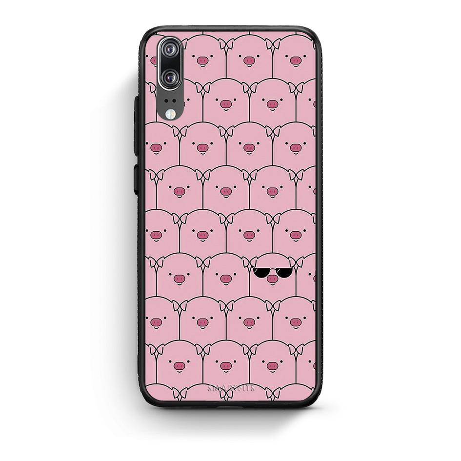 Huawei P20 Pig Glasses θήκη από τη Smartfits με σχέδιο στο πίσω μέρος και μαύρο περίβλημα | Smartphone case with colorful back and black bezels by Smartfits