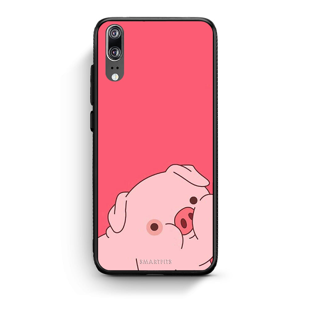 Huawei P20 Pig Love 1 Θήκη Αγίου Βαλεντίνου από τη Smartfits με σχέδιο στο πίσω μέρος και μαύρο περίβλημα | Smartphone case with colorful back and black bezels by Smartfits